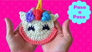 UNICORNIO TEJIDO A CROCHET PASO A PASO PARA APLICACIONES [upl. by Ynez]