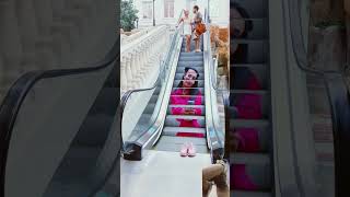 Funny Escalator😲fashion travel photography remixart funnychallenge ytshorts katebrush shorts [upl. by Isolt963]