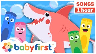 Toddler Learning Video  Color Songs w Color Crew  Baby Shark amp Nursery Rhymes  1 hour BabyFirst [upl. by Culliton]