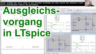 Simulation des Auf amp Entladen eines Kondensators über zwei Widerstände aus Aufgabe 163 in LTspice [upl. by Eisak]