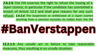 BanVerstappen BAN MAX VERSTAPPEN  FIA REGULATIONS EXAMINED [upl. by Negaem942]