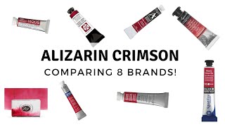 Crazy Results Alizarin Crimson  Comparing 8 Watercolor Brands [upl. by Alet305]