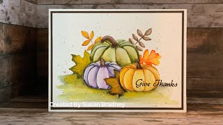 An Autumn watercolour using Gina k Welcome Autumn stamp and zig clean colour brush pens video 74 [upl. by Kirkpatrick]