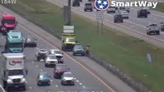 Tennessee Rubbernecking Results in Crash Next To TDOT HELP Worker Assisting Driver With A Flat Tire [upl. by Nylkcaj]