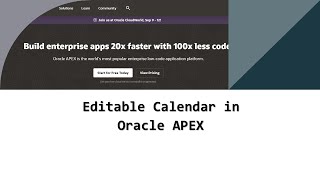 Editable Calendar in Oracle APEX [upl. by Iret231]