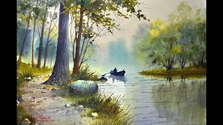 Watercolor painting Landscape [upl. by Chainey547]