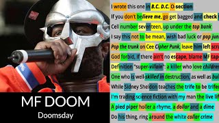 MF DOOM  Doomsday  Rhyme Check lyric video [upl. by Buchanan]