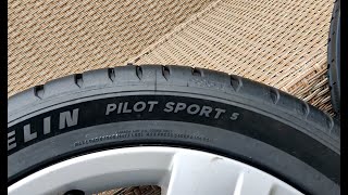 Michelin Pilot Sport 5 on 17 inch rim  Tire Wall Closeup View [upl. by Atiz601]