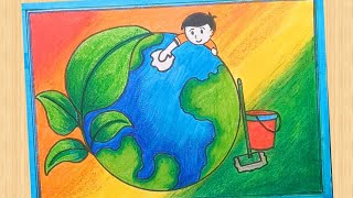 Cleaner Planet Drawing Clean Planet Green Planet Drawing Cleaner Planet Painting [upl. by Alyos]