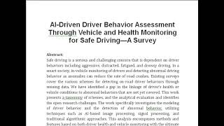 AI Driven Driver Behavior Assessment Through Vehicle and Health Monitoring for Safe Driving—A Survey [upl. by Rhona]