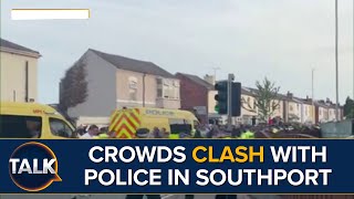 Southport Knife Attack Riot Police Deployed As Large Crowd Gathers Outside Mosque [upl. by Ecirtnom678]