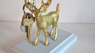 DIY AnthropologieInspired Gold Gilded Deer Key Rack [upl. by Naerol]