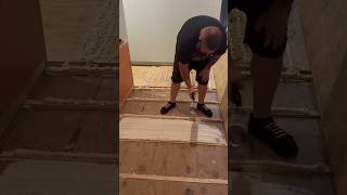 Installing new subfloor over sleepers to fix uneven floor homeimprovement construction diy [upl. by Auberta856]