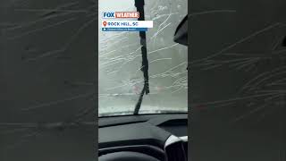 Large Hail Smashes Windshield In South Carolina weather hailstorm [upl. by Yatnwahs]