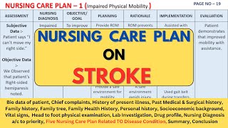 Nursing Care Plan On Stroke  NCP on Burn Stroke  Stroke Nursing Care Plan [upl. by Walkling]