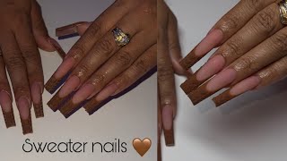 HOW TO DO SWEATER NAILS  FULL ACRYLIC NAIL TUTORIAL 🩷 HOW TO DO FRENCH TIP NAILS 🤎🤎 [upl. by Asli67]