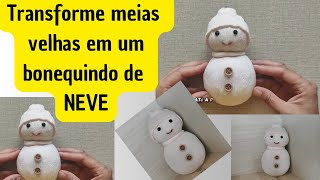 Bonequinho de Neve Sustentável com Meias Velhas [upl. by Shirl]