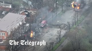 Ukraine war Aerial footage released by Azov Regiment appears to show street battle in Mariupol [upl. by Jud]