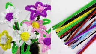 Beautiful flowers making using pipe cleaner  DIY flowers  very easy and simple flowers making🌸 [upl. by Joelle]