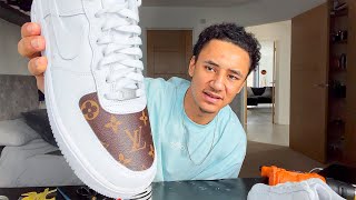 Customising Air Force 1  How to make custom Louis Vuitton Air Force 1 [upl. by Sieber]