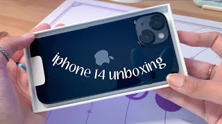 iphone 14 midnight unboxing  accessories 🌙 256gb [upl. by Ayouqat]