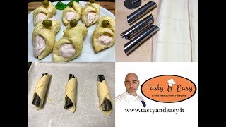 Cannoli di Pasta Sfoglia con Crema al Prosciutto Cotto Ricetta Facile e Deliziosa [upl. by Enelaj]