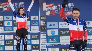 Cyclocross  France  Camors 2024  Hélène Clauzel et Clément Venturini sacrés champion de France [upl. by Columbus713]