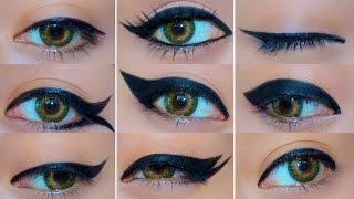 9 Different Eyeliner Looks  EASY Eyeliner Tutorial for Beginners  How to do eyeliner [upl. by Lorinda]