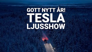 Gott Nytt År 2024 med Teslas Ljusshow – Tesla Light Show [upl. by Ahsikyt]