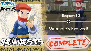 Pokemon Legends Arceus Request 10 Walkthrough quotWurmples Evolvedquot How To Unlock amp Location Guide [upl. by Llerdnam]