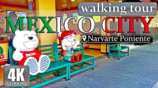 Mexico City 🇲🇽  Walk around Narvarte Poniente  4K  HDR 60 fps  Not a tourist area [upl. by Aicenaj]