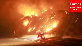 Line Fire In Southern California Continues To Burn Causes Huge Clouds Of Smoke [upl. by Sachiko350]