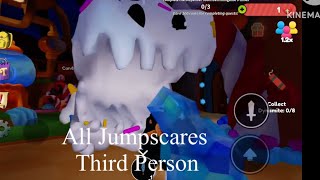 Roblox Taffy Tails All Jumpscares Third Person Vs First Person [upl. by Ruhtra]