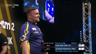 What a match  Luke Littler vs Jermaine Wattimena  2024 Flanders Darts Trophy [upl. by Ecirahc]