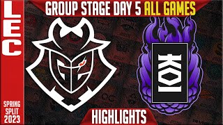 G2 vs KOI Highlights ALL GAMES  LEC Group Stage Day 5  G2 Esports vs KOI [upl. by Ahseer]