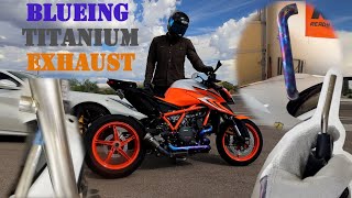 Blueing Akrapovic titanium exhaust on KTM 1290 Super Duke [upl. by Rinum]