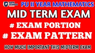 2nd PU Maths Midterm Exam 2023  2nd P U maths Mid Term Exam PATTERN [upl. by Dustan]