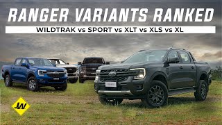 2023 Ford Ranger Variants Ranked Wildtrak vs Sport vs XLT vs XLS vs XL 4x4 [upl. by Faline]