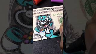 Drawing CraftyCorn🦄But On a Dollar bill 💵😱 With Posca Markers shorts [upl. by Yasmine]