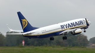 Boeing 737800 EIDHO Ryanair landing and take off at Limoges Airport [upl. by Lenhard]