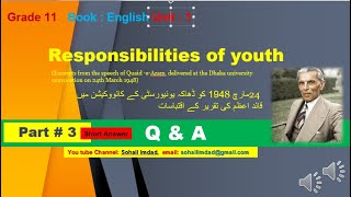 Responsibilities of youth QampA Short Answer Video sohailimdad [upl. by Nomal]