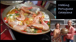 TRADITIONAL PORTUGUESE CATAPLANA  Debbie gets a cooking lesson from our Algarve friend Alice [upl. by Lewellen695]