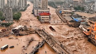 China in ruins after flood Historic flood destroys city after city the dam collapsed [upl. by Imotas233]