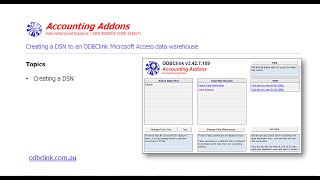 Create a DSN to a Microsoft Access Data Warehouse created via ODBClink [upl. by Asnarepse27]