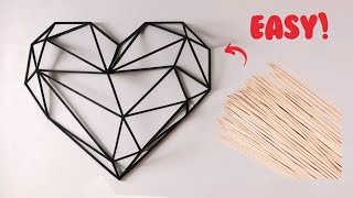 How to make Geometric Heart with Sticks  Perfect for Decor [upl. by Eniamat]