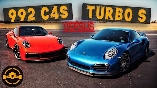 Tuned 2020 Porsche 911 Carrera 4S 992 vs Porsche 911 Turbo S 991  Roll Race and Review [upl. by Anehta]