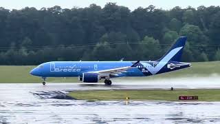 Breeze Airways Airbus A220300 N227BZ taking off from RDU Airport [upl. by Alamap]