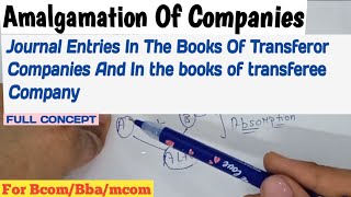 Journal Entries In Amalgamation Of Companies  In the Books Of Transferor Companies And Transferee [upl. by Stephanus]