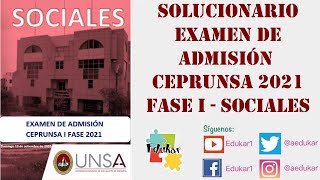 SOLUCIONARIO EXAMEN CEPRUNSA 2021 FASE I  SOCIALES [upl. by Ahseyi]