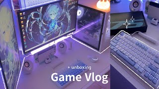 Game Vlog🎮  밤낮 바뀐 3일 브이로그🤍  독거미 AULA F75 언박싱  데스크 업데이트🍥  원신 [upl. by Arikihs]